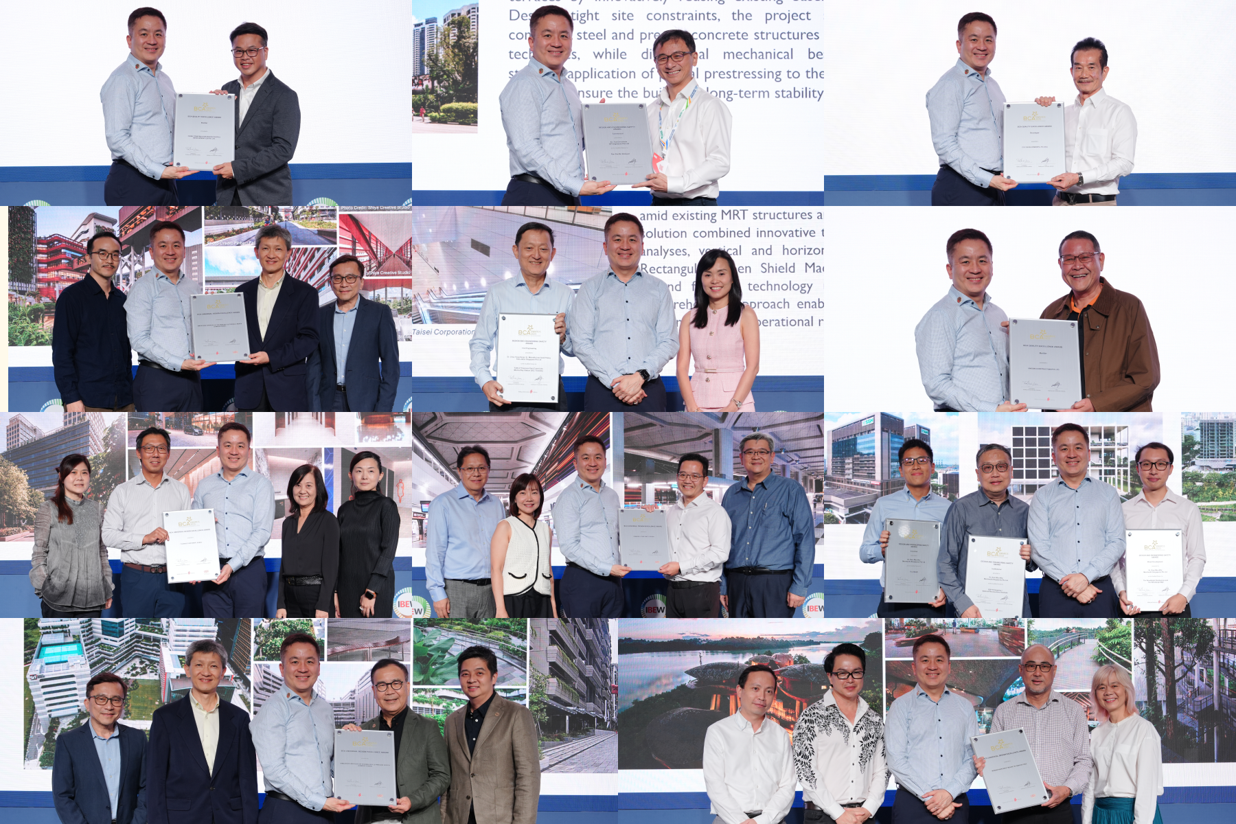 Collage of BCA Awards ceremony moments showing recipients receiving certificates on stage.